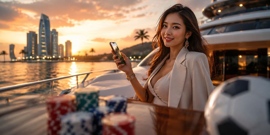 Người dùng tại bãi biển Phú Quốc kiểm tra số dư và thực hiện rút tiền thắng cược